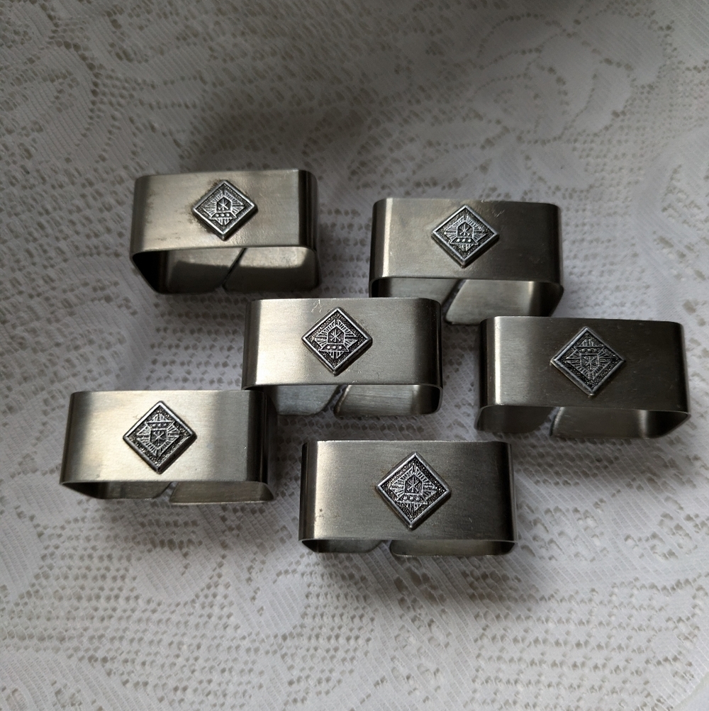 Vintage Stainless Steel Napkin Rings Set Of 6 Modern Design Hong Kong